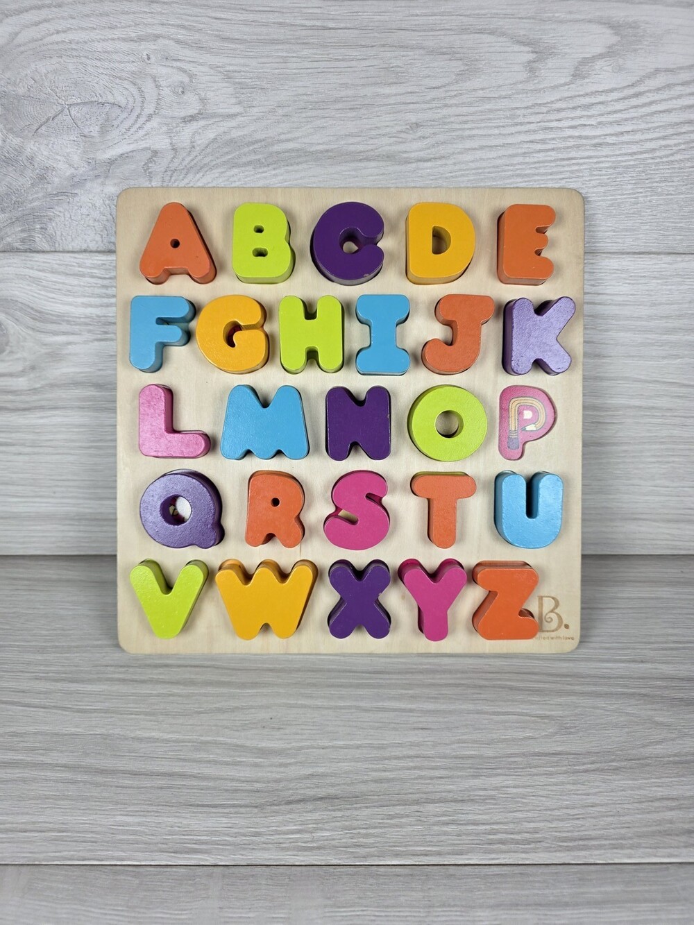 Wooden Alphabet Puzzle Board Colorful Educational Toy Missing P SU45